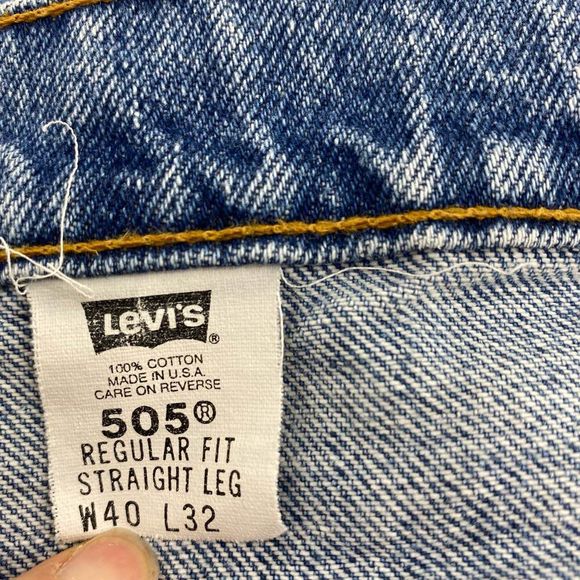 Vintage Levis 505 Mens Regular Fit Straight Leg Jeans 40x32 Blue Made in USA - Picture 3 of 10